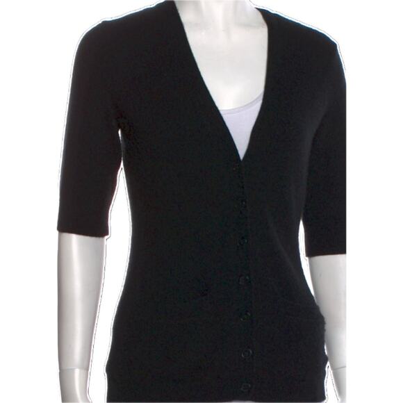 Ralph Lauren Black Label 100% Cashmere V-Neck Black Cardigan Sweater Medium - Picture 1 of 4